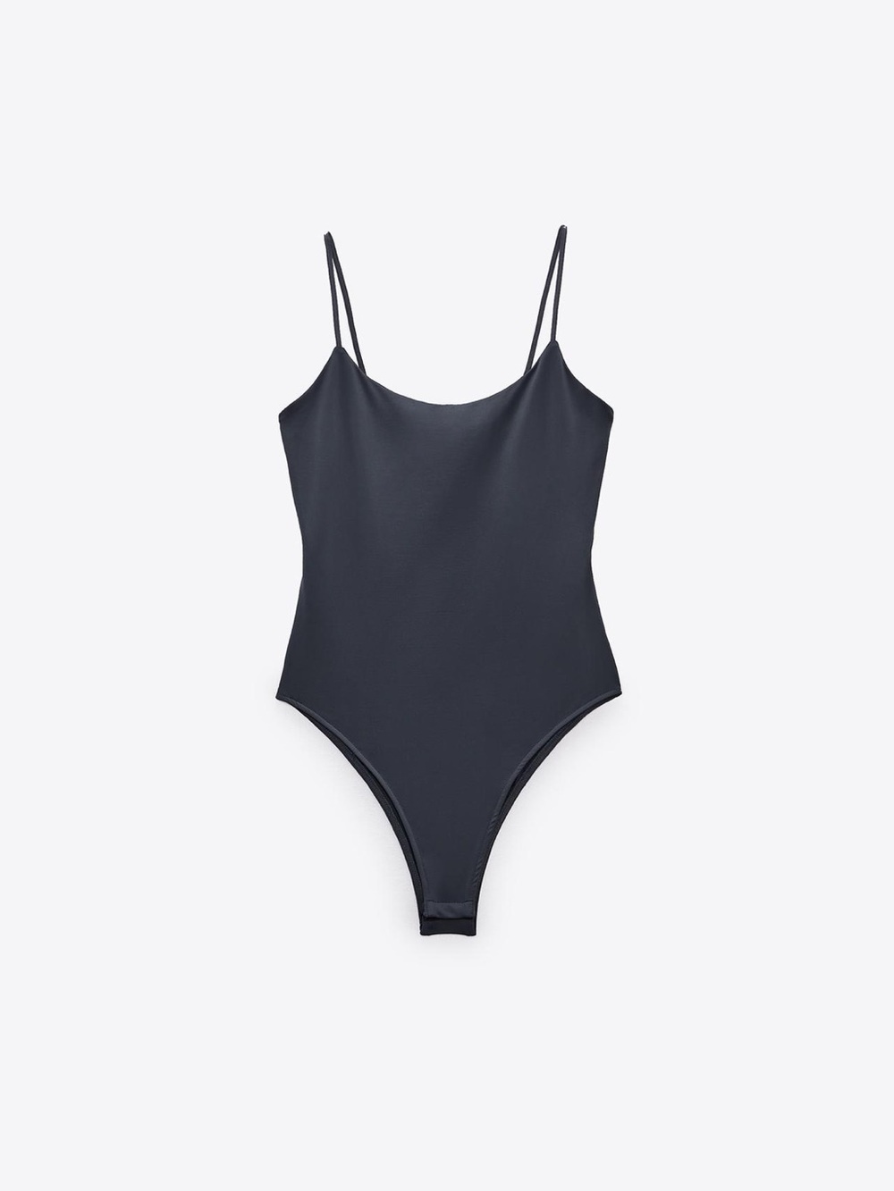 Zara Charcoal Gray Spaghetti-Strap Bodysuit
